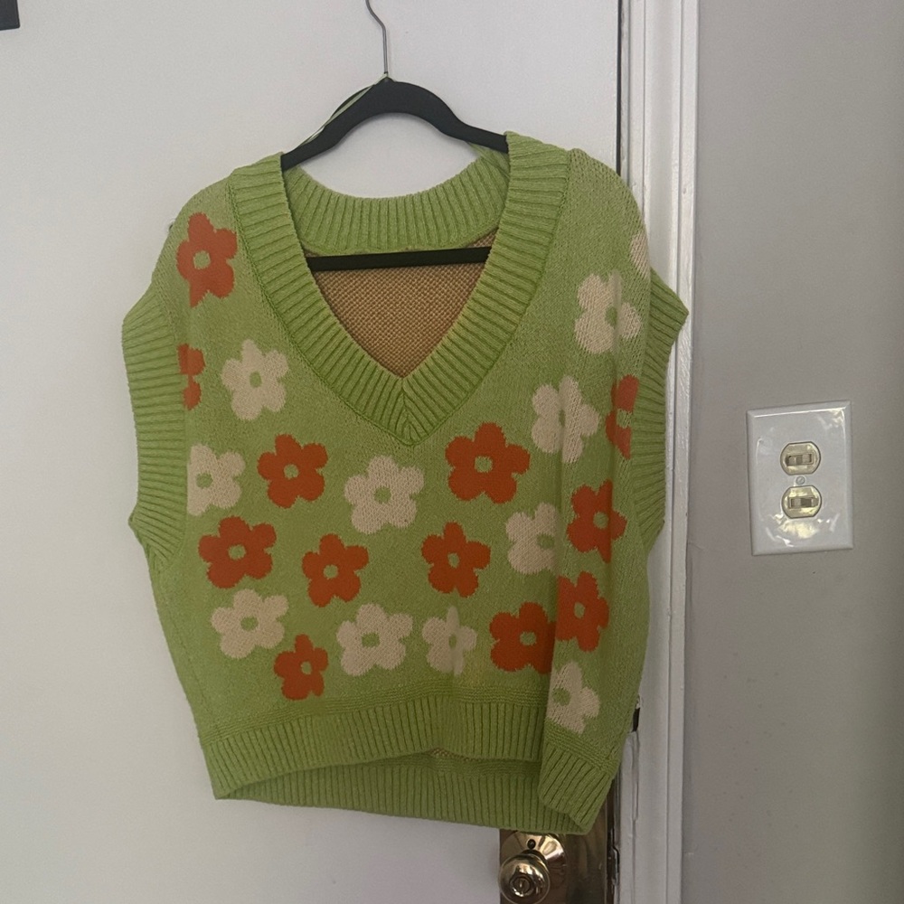 Floral Green Sweater Vest